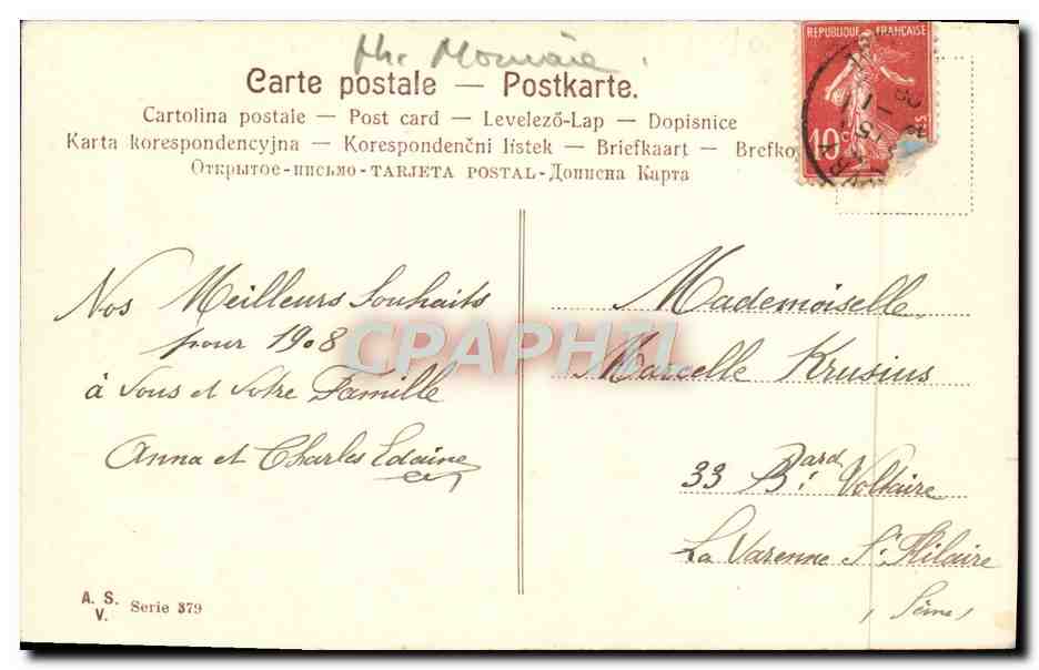 CPA Bonne Annee Trefles Fer a cheval Pieces de monnaie  — Rückseite