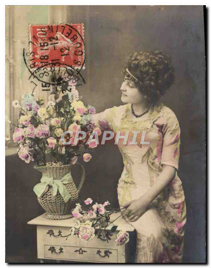 CPA Bonne Annee Femme