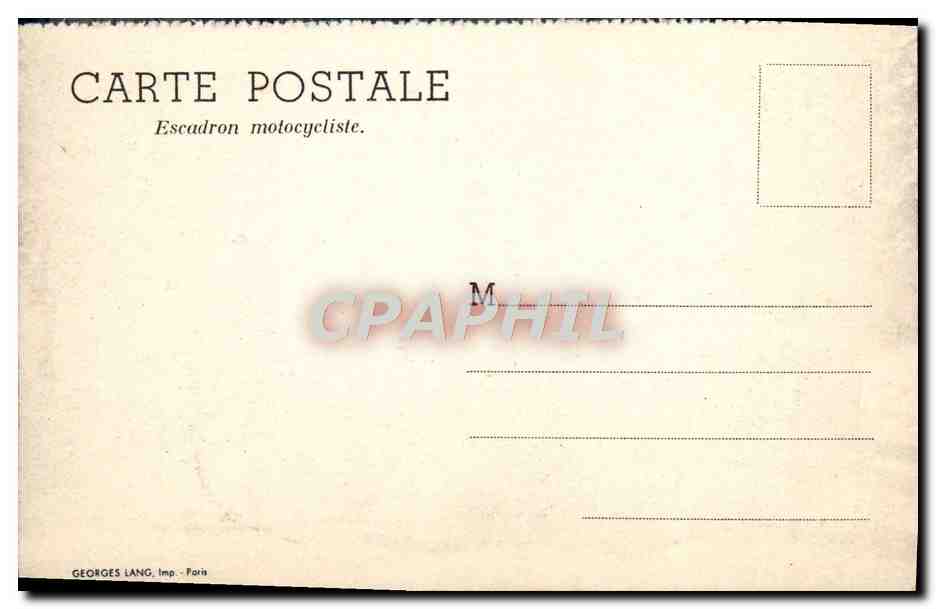 CPM Militaria Escadron motocycliste Moto — Rückseite