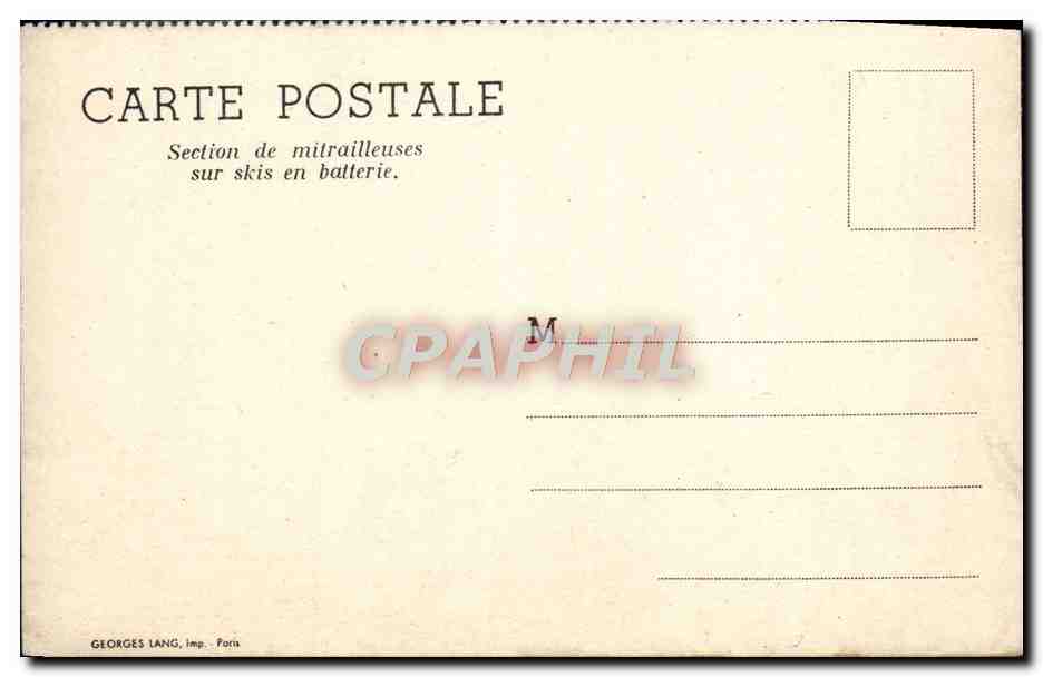 Sezione di mitragliatrici su sci in batteria — Georges Lang, Imp. Paris — Verso