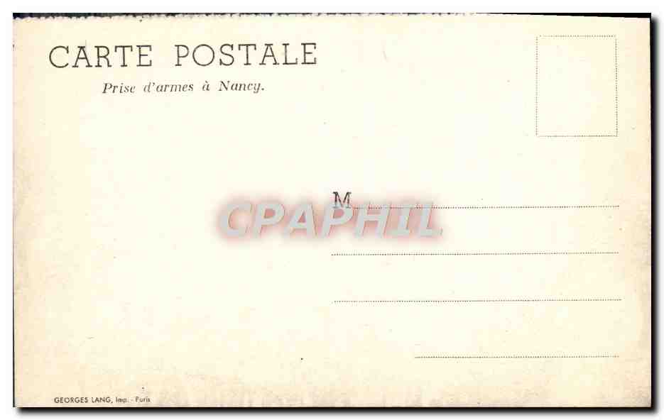 CPM Militaria Prise d'armes a Nancy  — Rückseite