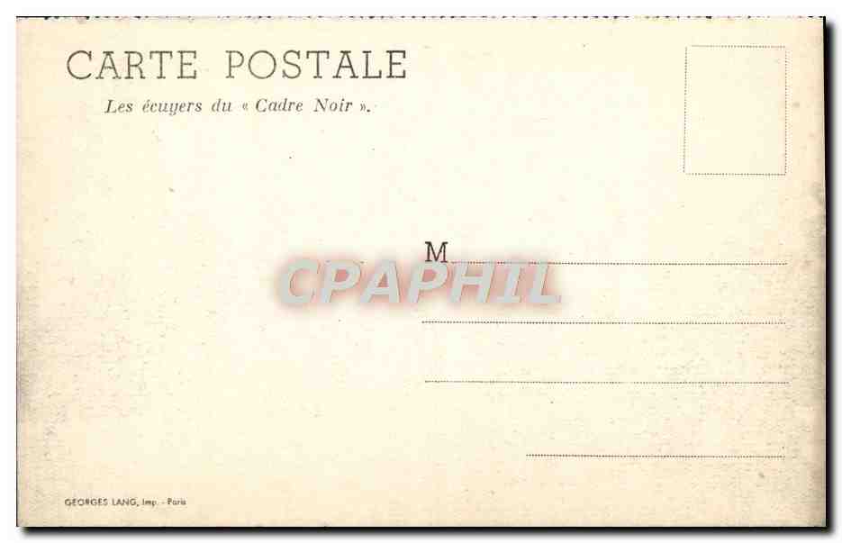CPM Militaria Les ecuyers du Cadre Noir Chevaux  — Rückseite