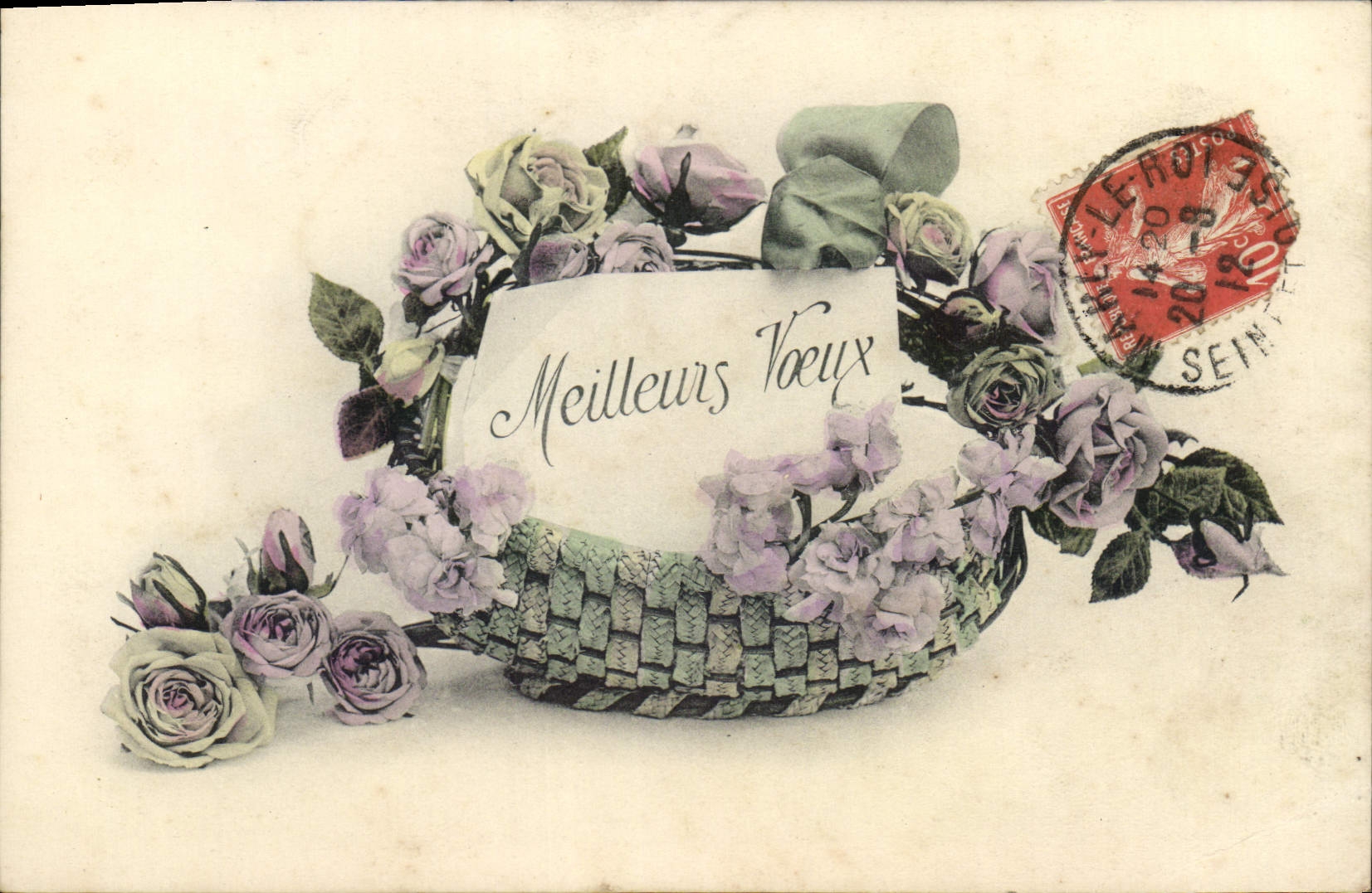 CPA Meilleurs Voeux Fleurs 