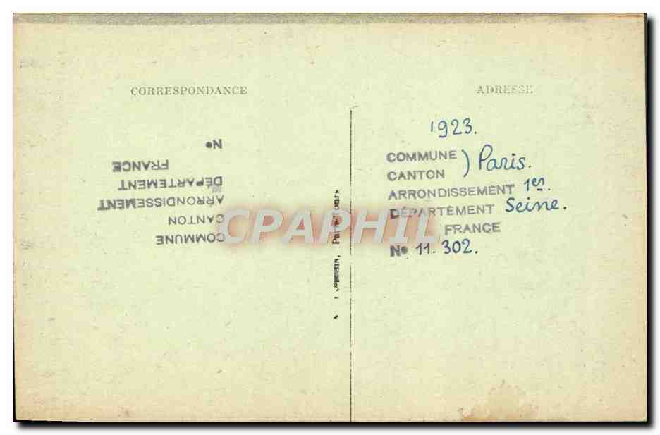 CPA Paris Fontaine Moliere Rue Richelieu — Verso