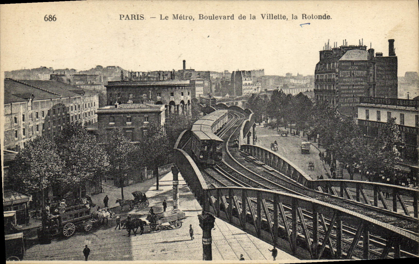 CPA Paris Le Metro Boulevard de la Villette la Rotonde Metro