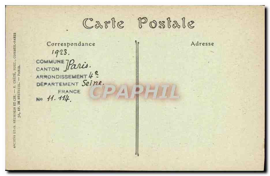 CPA Paris Niotre Dame Chimere — Rückseite