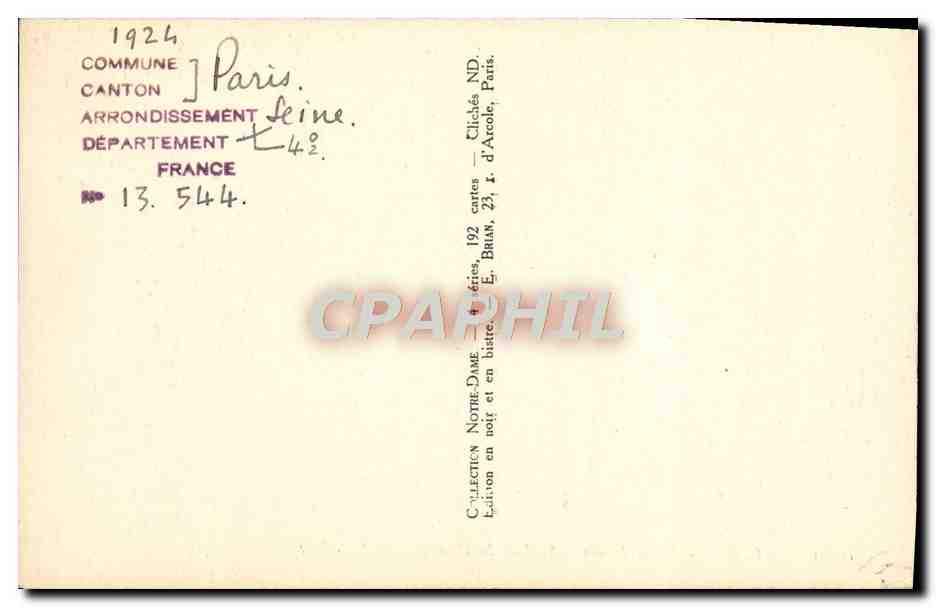 CPA Paris Notre Dame Stalles du Choeur — Verso