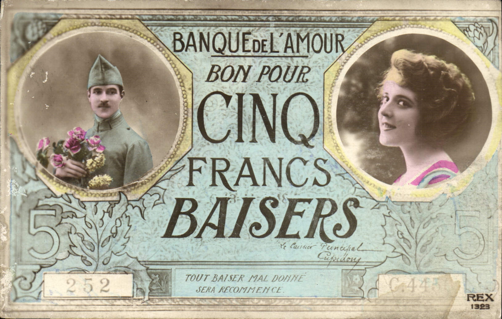 Banque de l'Amour — Bon pour cinq baisers — éditeur REX, n° 252