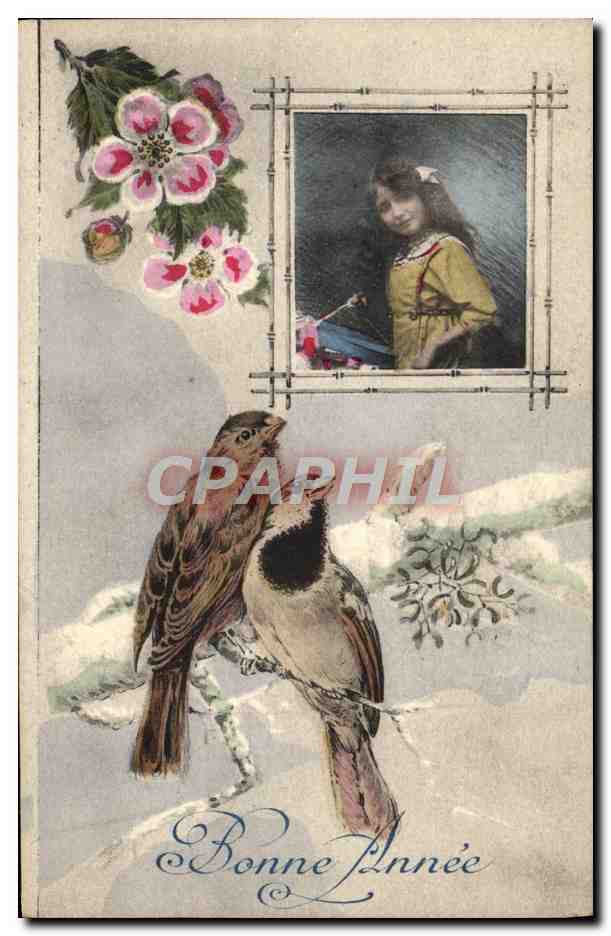 CPA fantaisie Enfant Oiseaux 