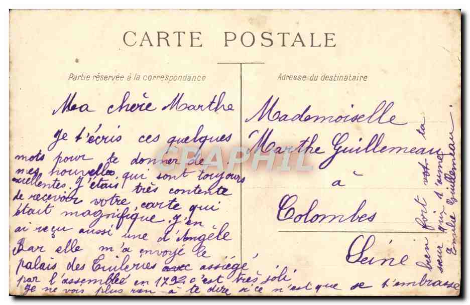 CPA Fantaisie Oiseaux — Rückseite