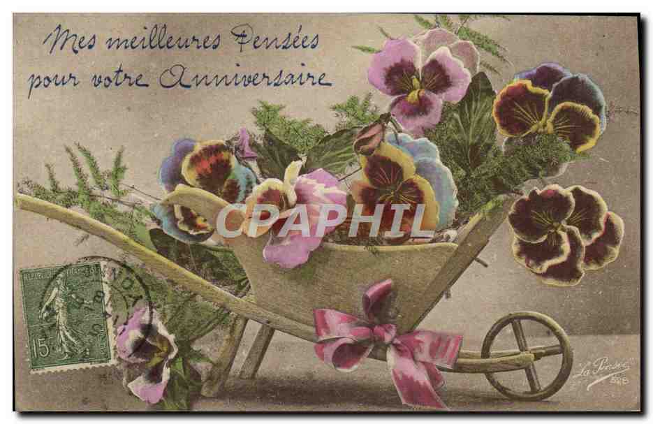 CPA Fantaisie Fleurs Brouette 