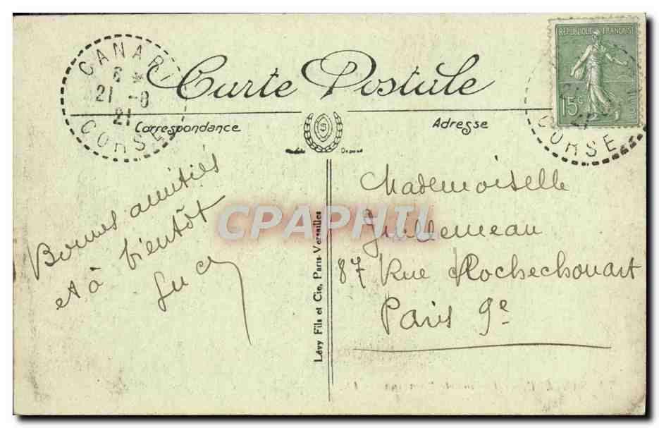 CPA Sartene Le Lion de Rocapina Corse Corsica — Rückseite