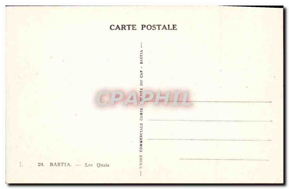 Bastia — Les Quais — Union Postale Commerciale — Rückseite