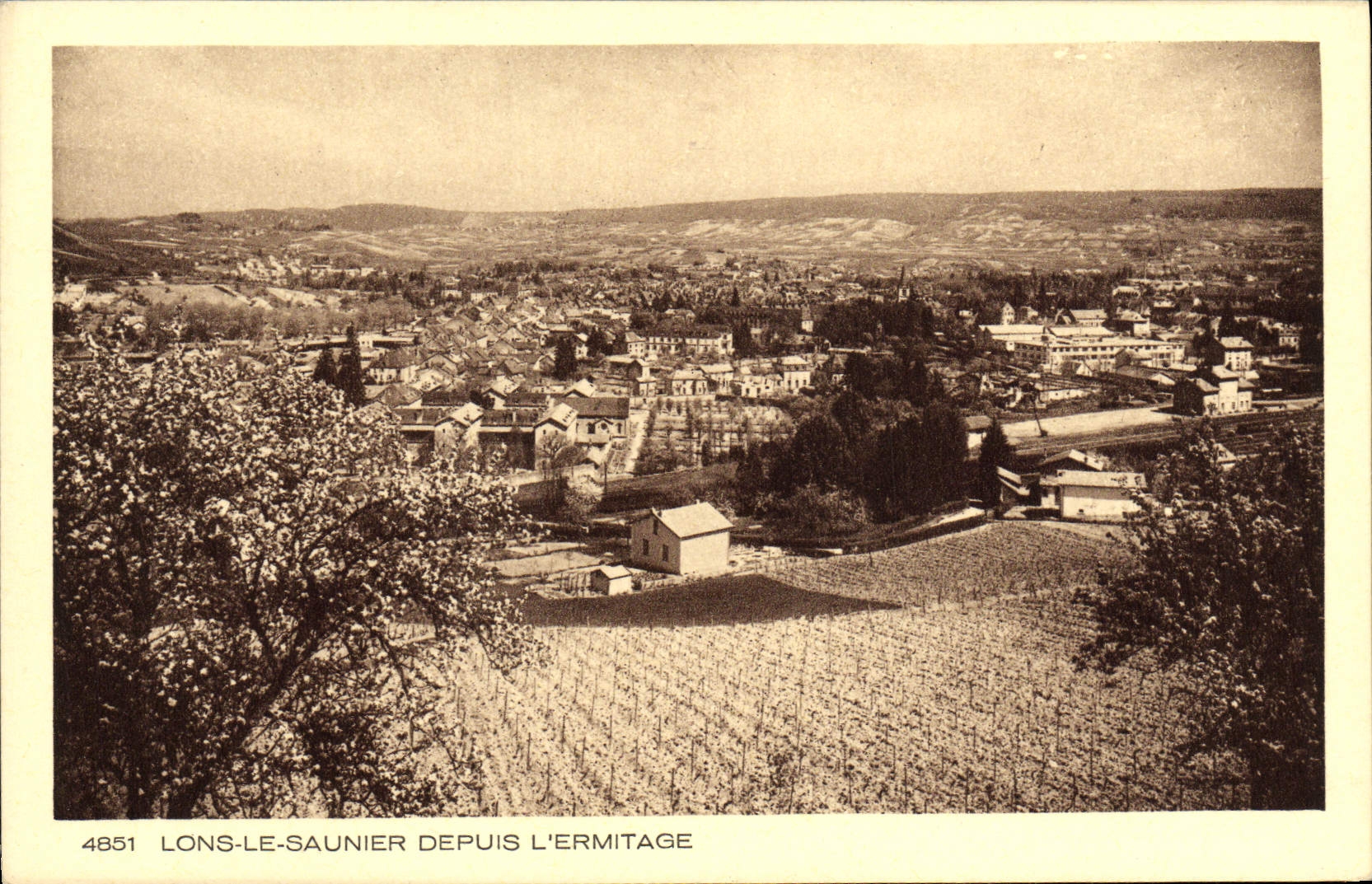 Lons-le-Saunier depuis l'Ermitage — vue panoramique — série 4851, éditée par BRAUN & Cie, Mulhouse-Dornach