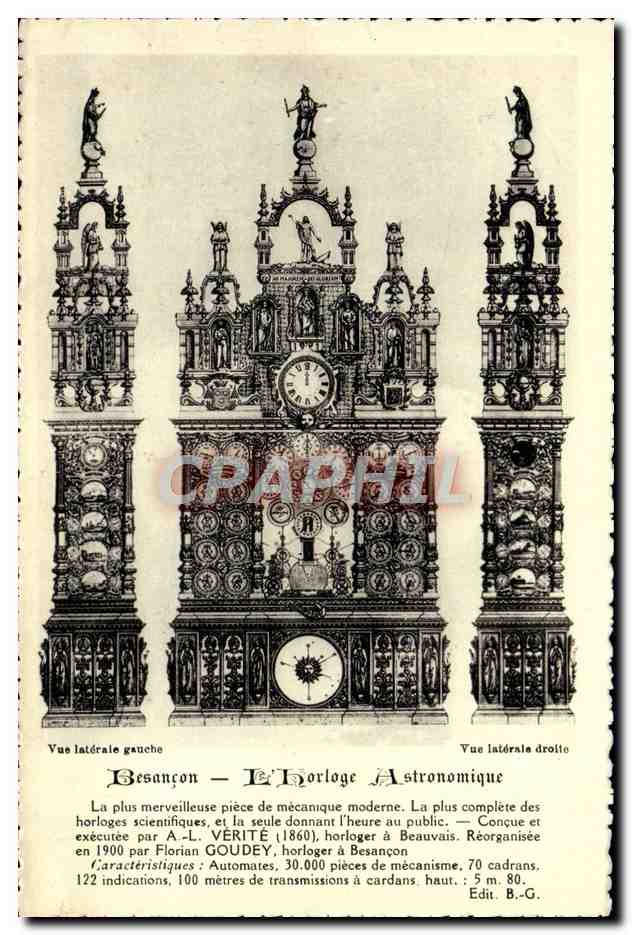 Besançon — L'Horloge Astronomique — Vue latérale gauche et droite — Éditeur B.-G.