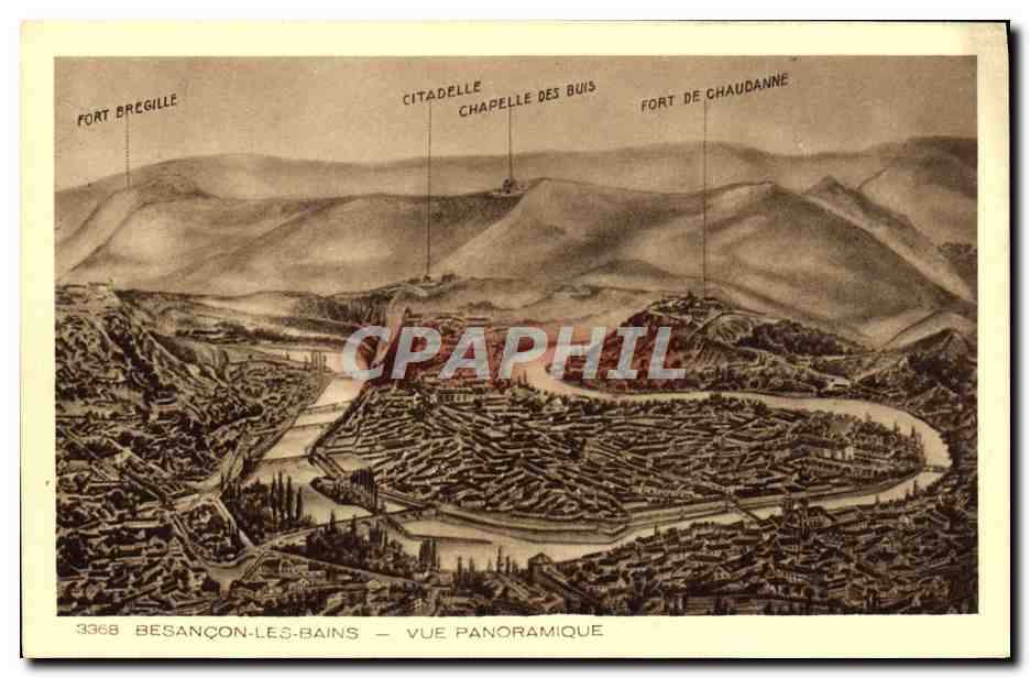 Besançon-les-Bains — Vue panoramique — Collection Le Jura, éditeur Braun & Cie, Mulhouse-Dornach