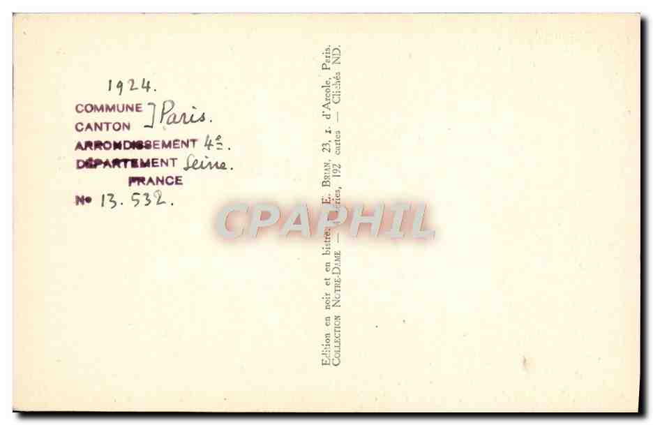CPA Paris Notre Dame Le Choeur et la Nef  — Verso