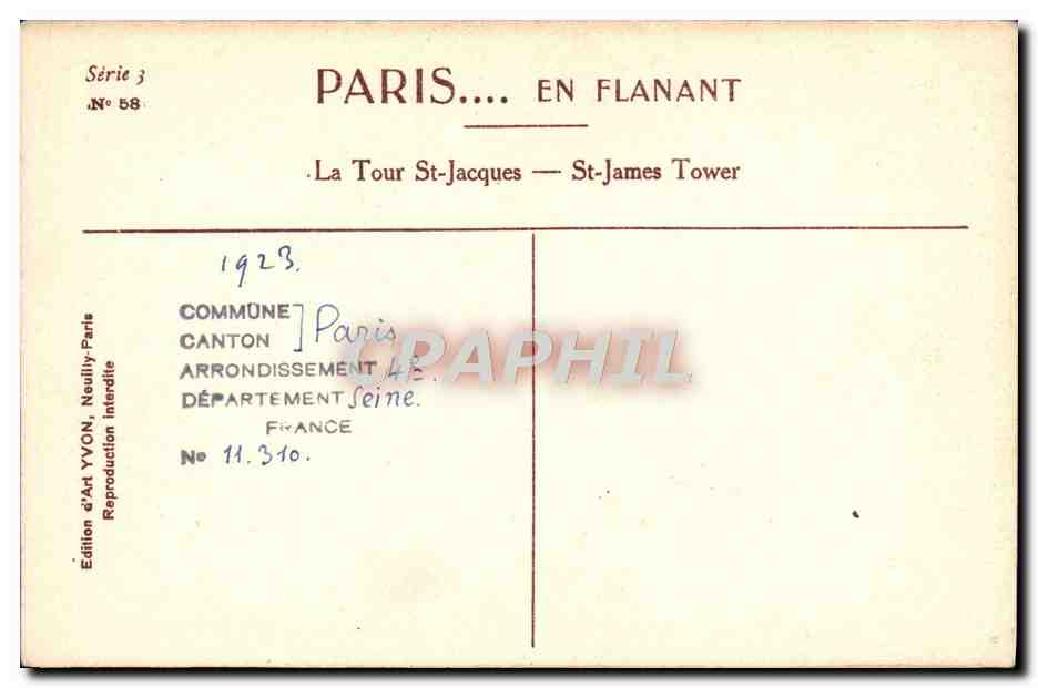CPA Paris En Flanant La Tour St Jacques  — Verso