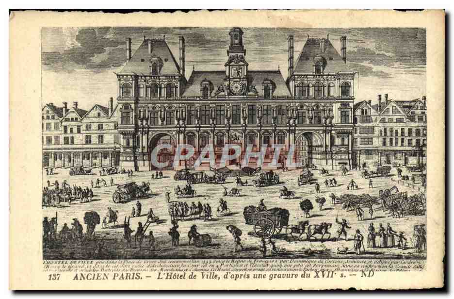 CPA Ancien Paris L'Hotel de Ville d'apres une gravure du XVll s 