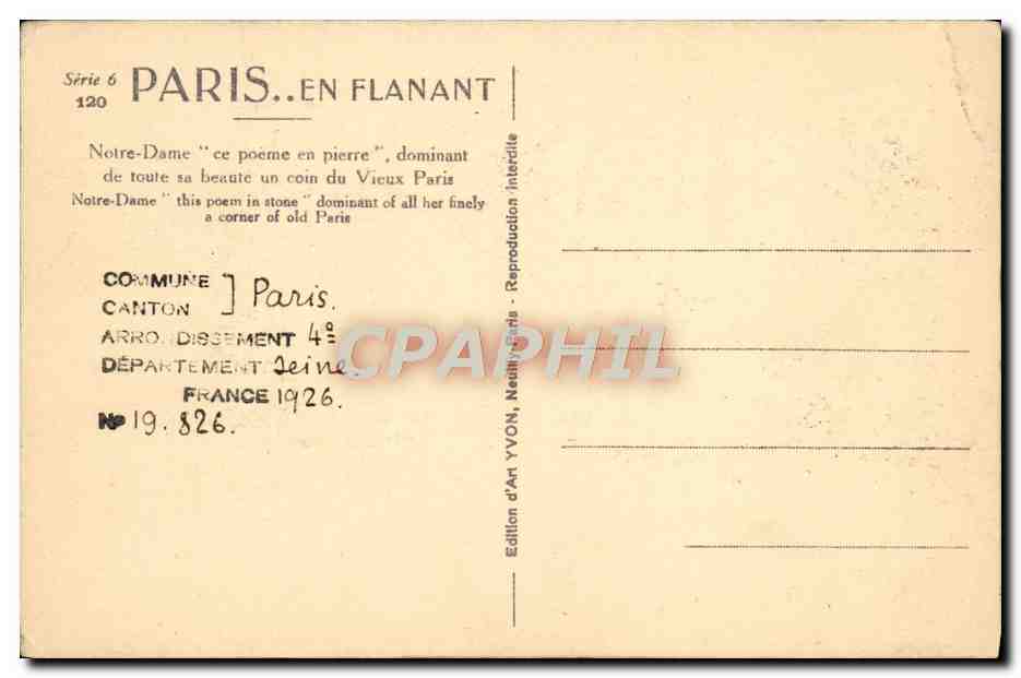 CPA Paris En Flanant Notre Dame  — Rückseite