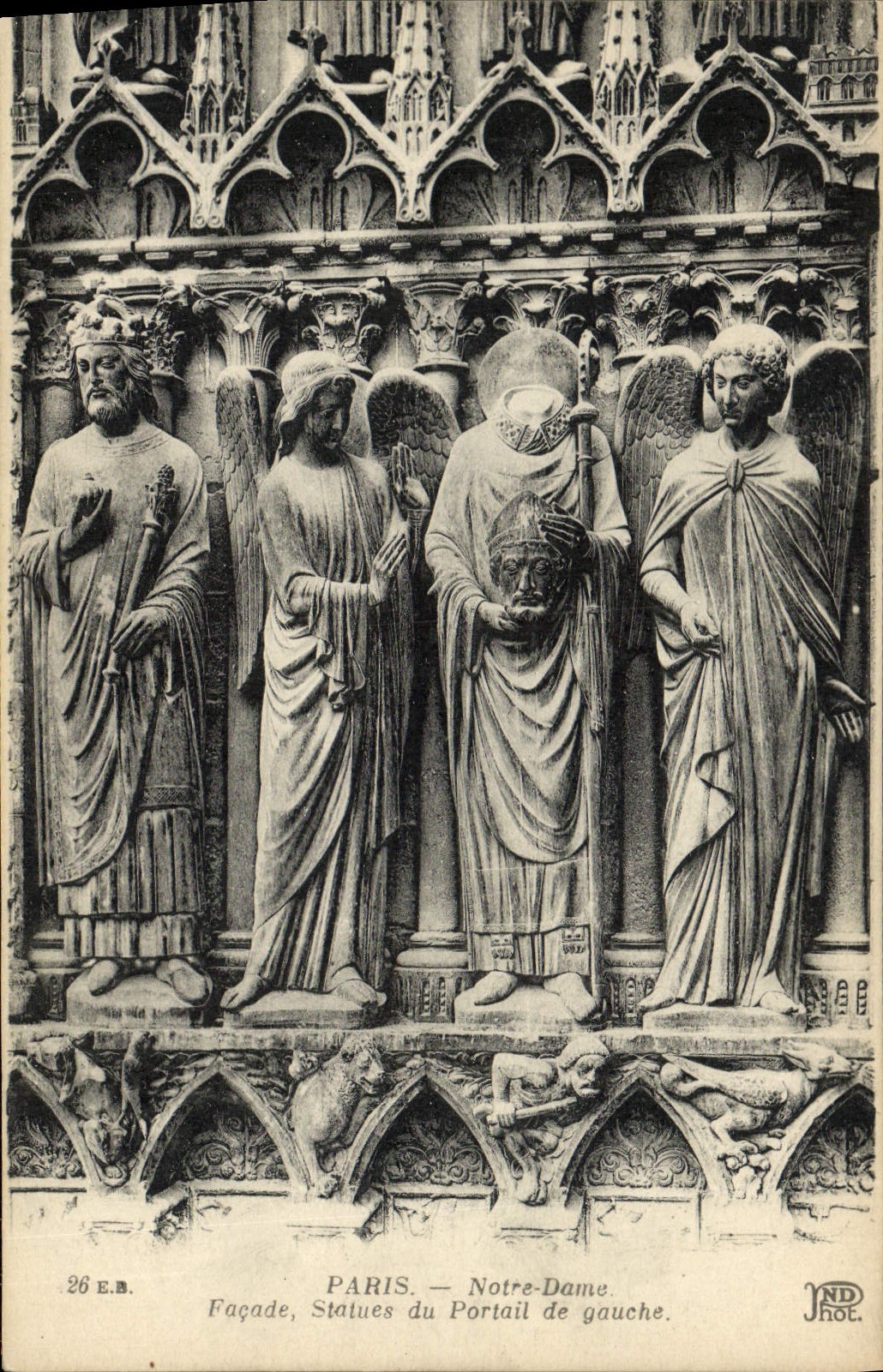 CPA Paris Notre Dame Facade Statues du Portail de gauche