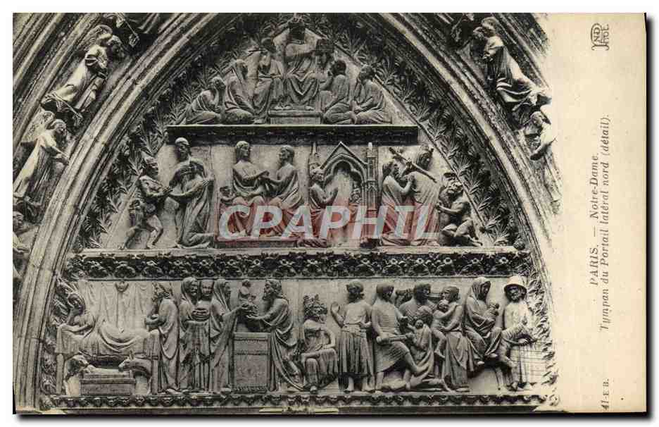 CPA Paris Notre Dame Tympan du Portail lateral nord