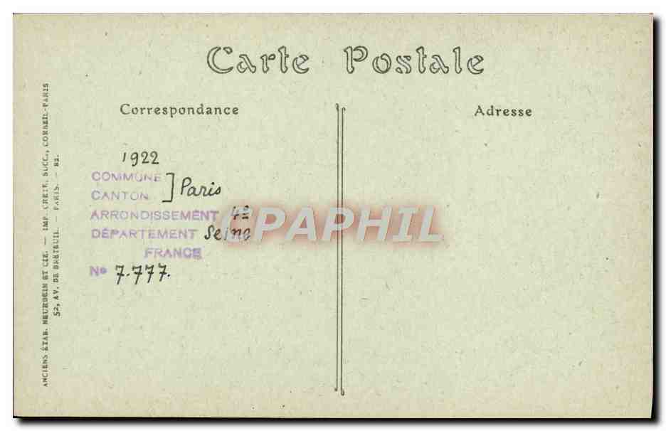CPA Paris Notre Dame Tympan du Portail lateral nord — Verso