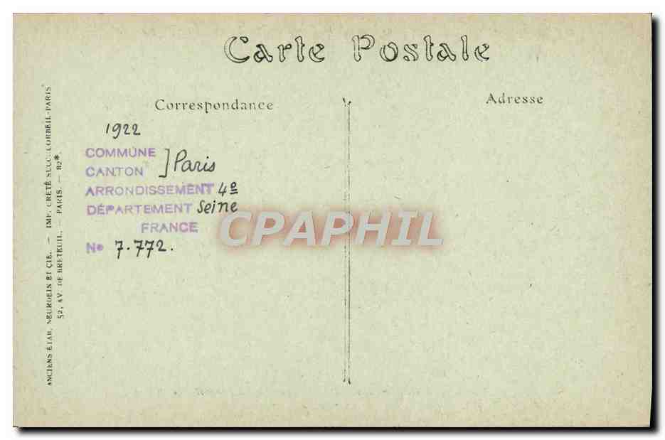 CPA Paris Notre Dame Tympan du Portail lateral sud — Verso