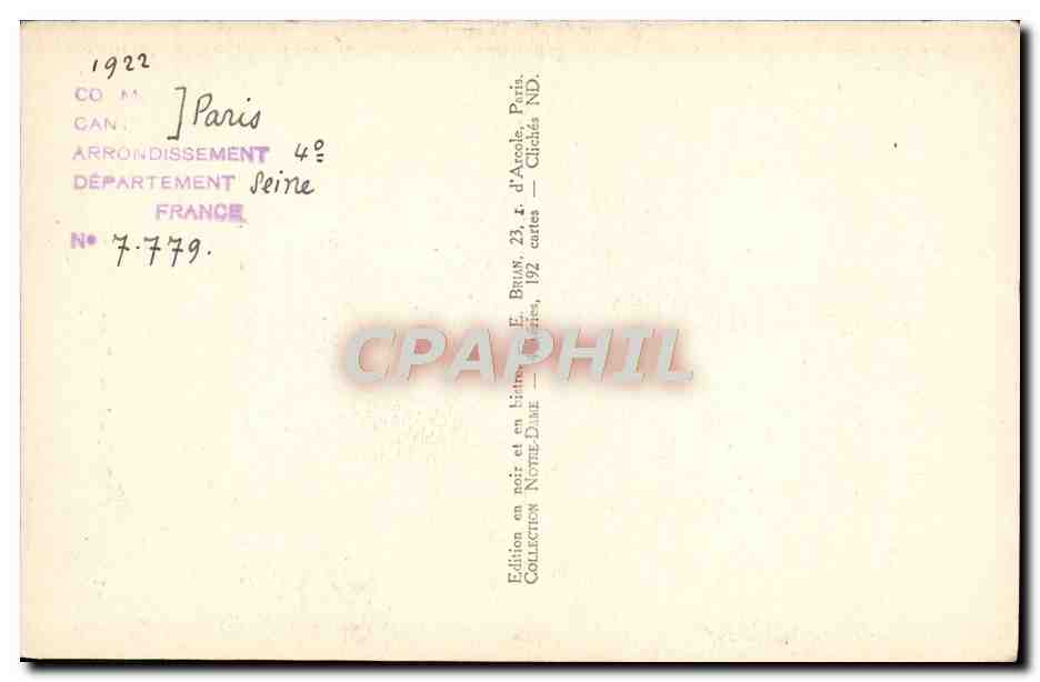 CPA Paris Notre Dame Porte Rouge  — Verso