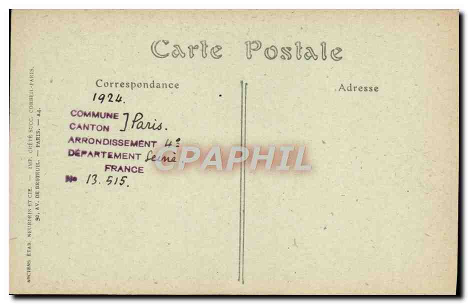 CPA Paris Notre Dame Galerie Tour nord  — Verso