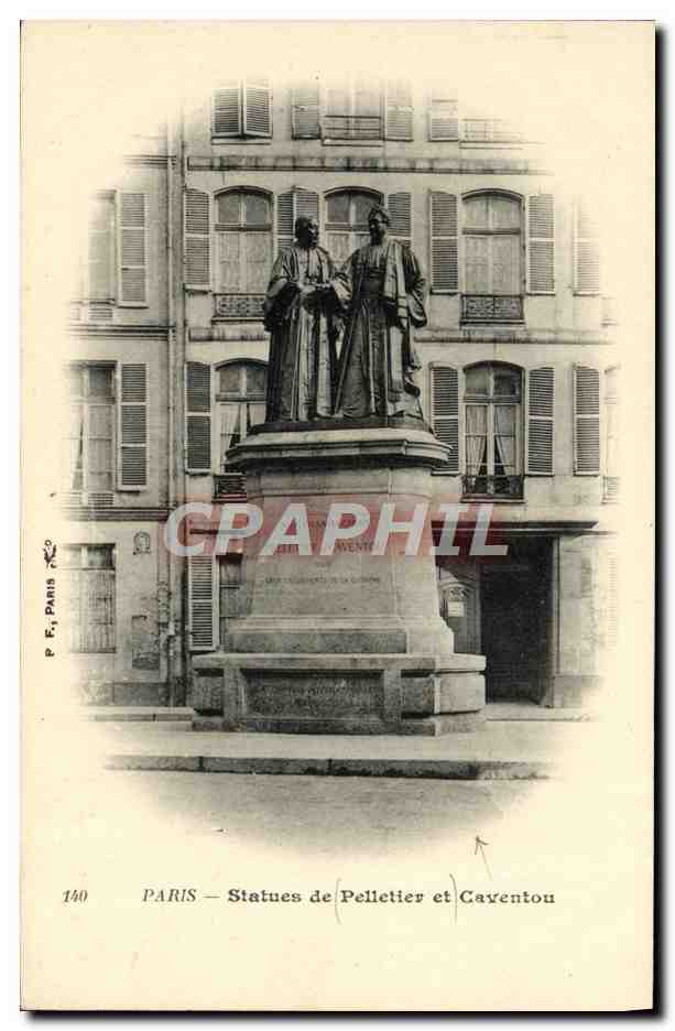 CPA Paris Statues de Pelletier et Caventou