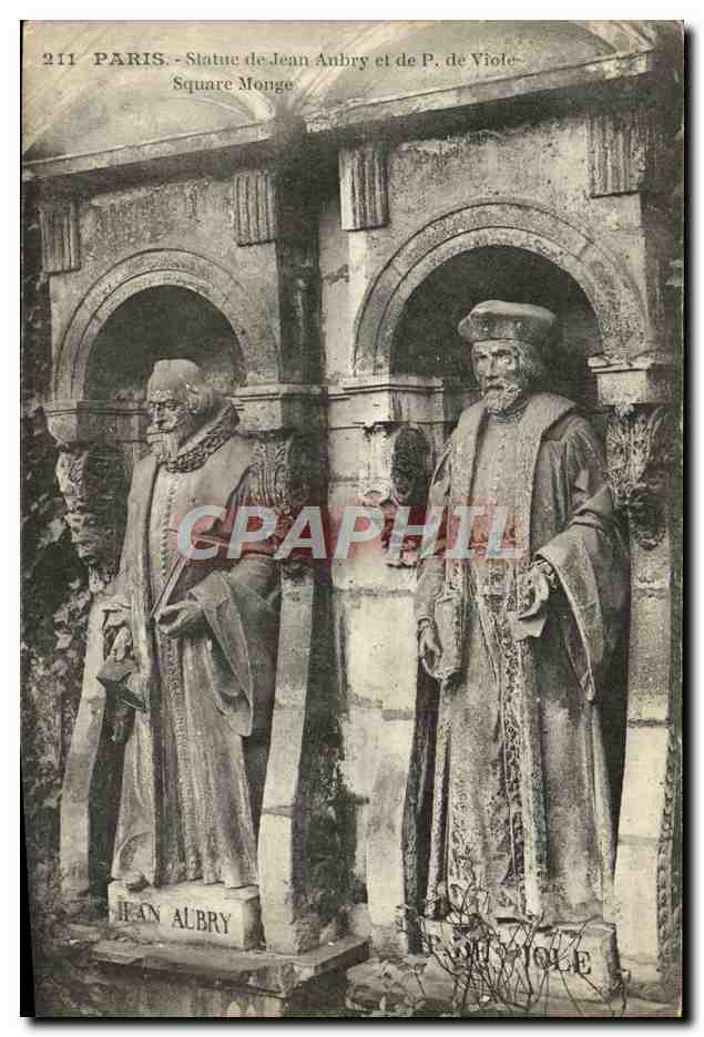 CPA Paris Statue de Jean Anbry et de P de Viole Square Monge 