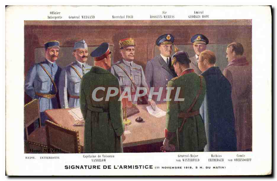 CPA Signature de l'Armistice Militaria 