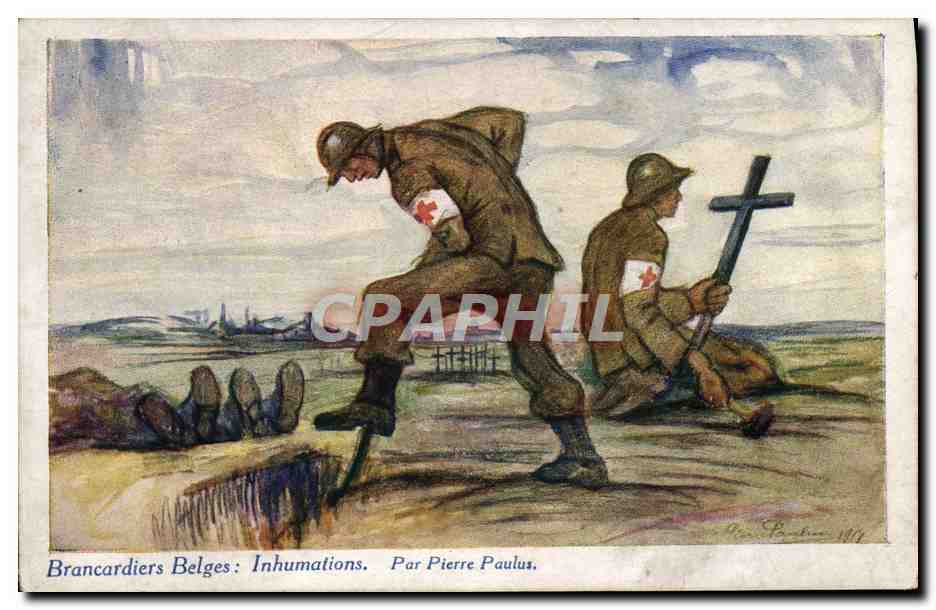 CPA Brancardiers Belges Inhumations Par Piere Paulus Militaria