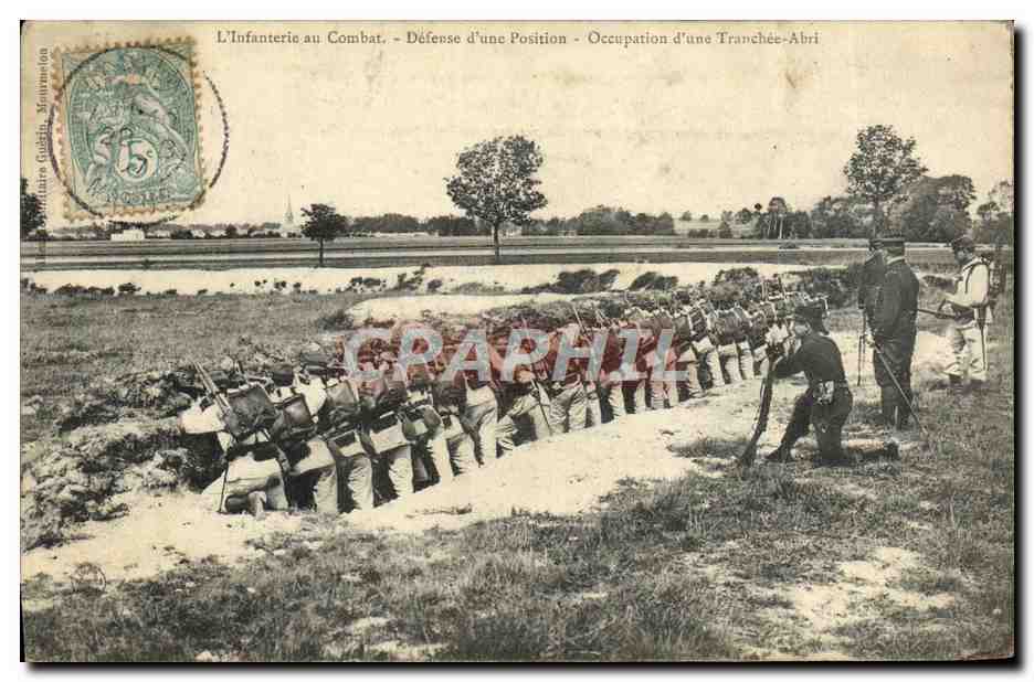 Fanteria in battaglia — Difesa di una posizione — Occupazione di una trincea-riparo — Editore Guéthin, serie 15