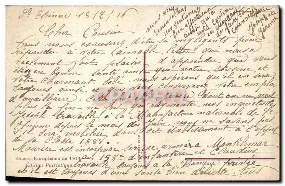 Prisonniers Allemands — Gare de Montelímar — Édition Patriotique 1914, n° 1771 — Verso
