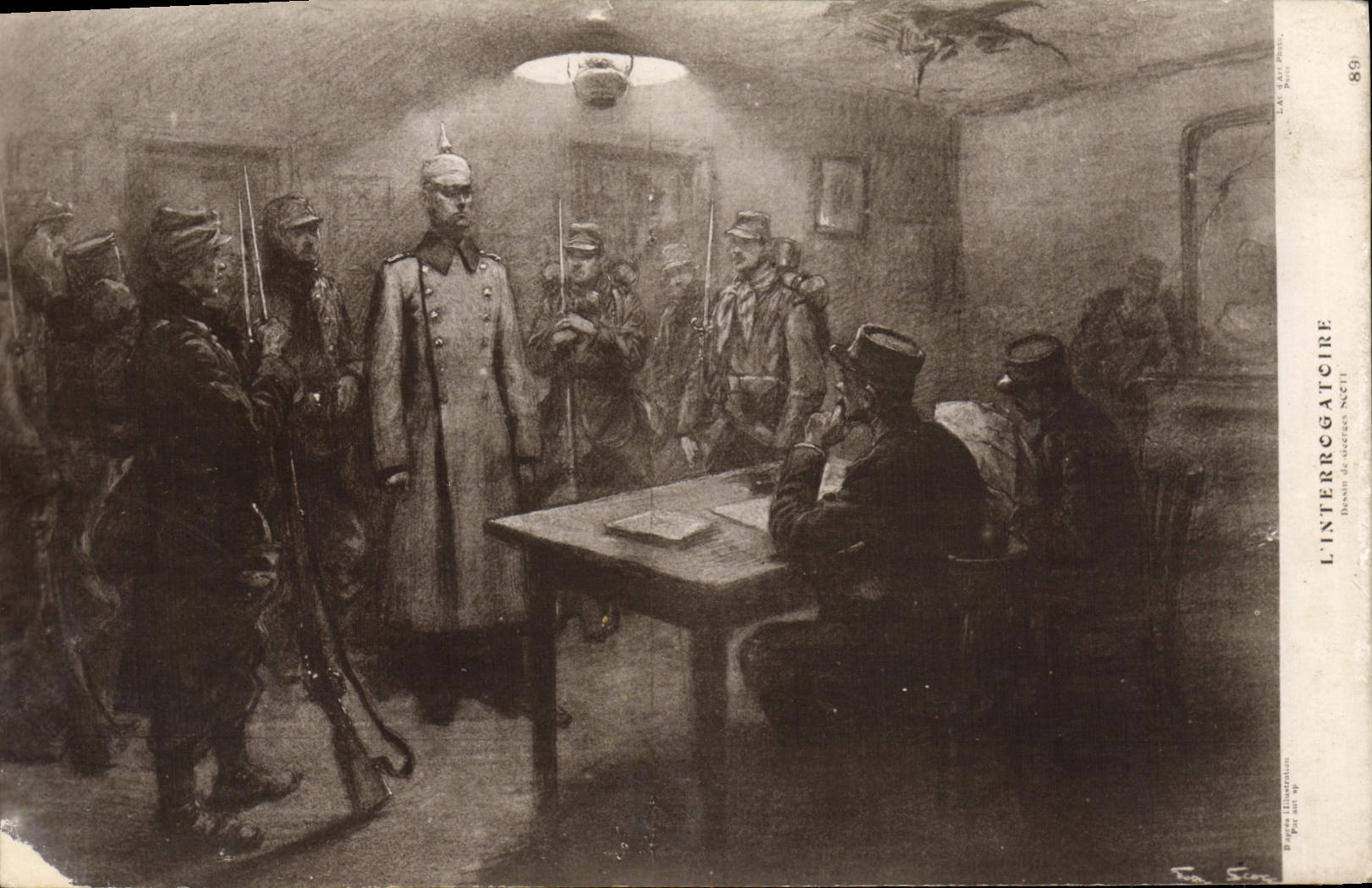 CPA L'interrogatoire Militaria 