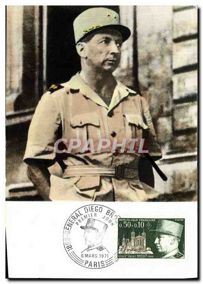 CARTE MAXIMUM General Diego Brosset 1971 1898 1944 Militaria 