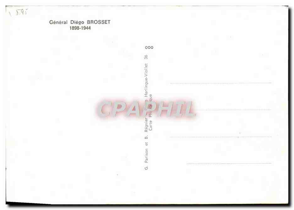 CARTE MAXIMUM General Diego Brosset 1971 1898 1944 Militaria  — Rückseite