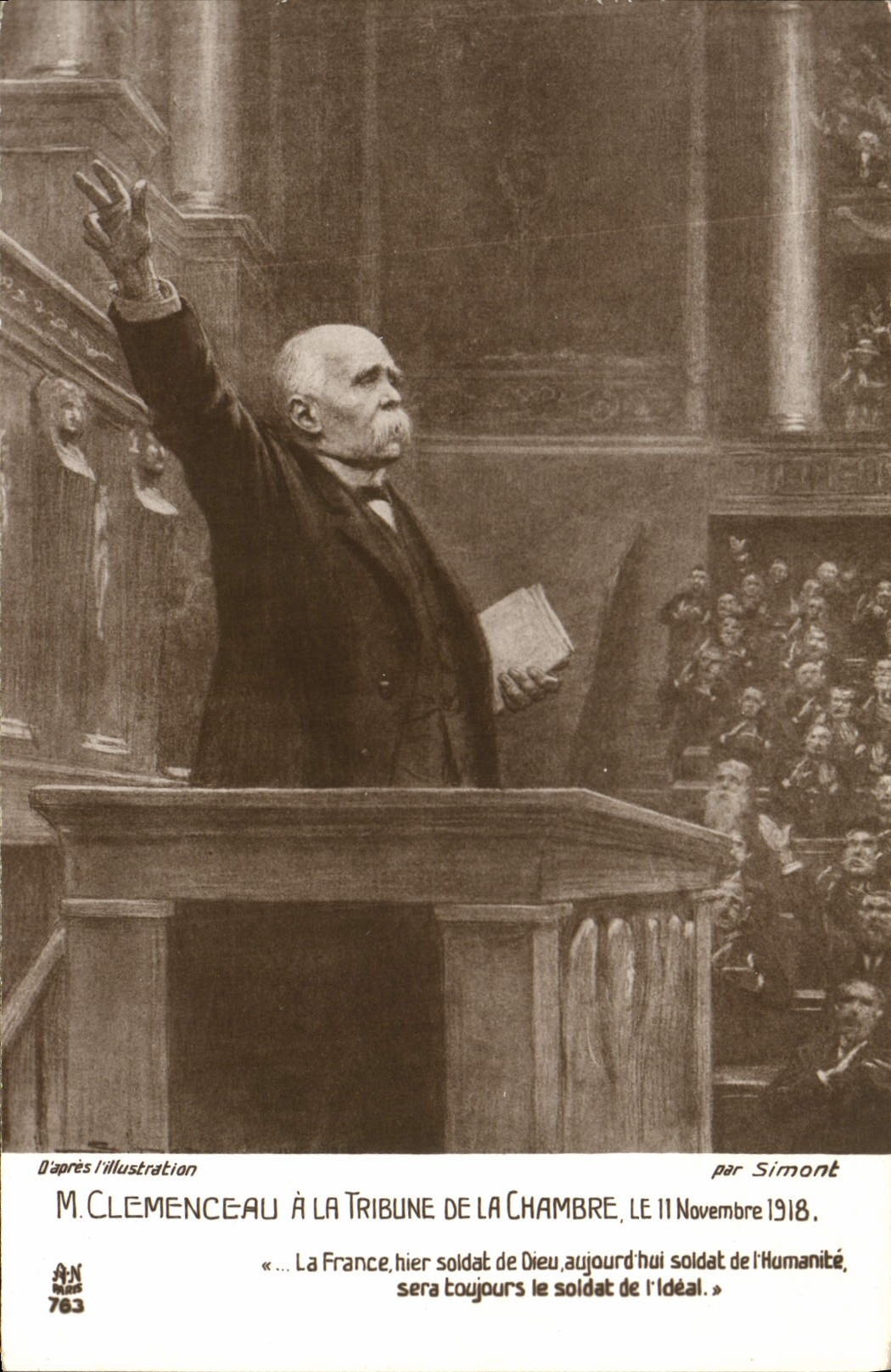 CPA M Clemenceau a la Tribune de la Chambre 