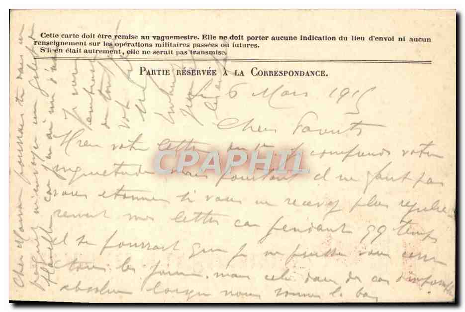 Carte Franchise Militaire Grigne Le Mans  — Rückseite