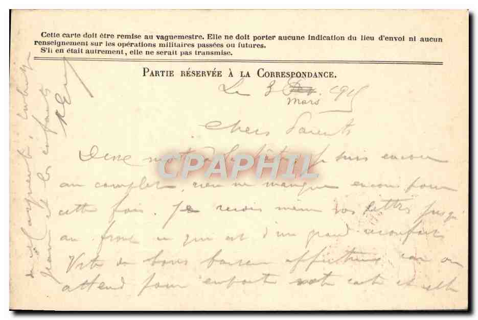 Carte Franchise Militaire Grigue Le Mans  — Rückseite
