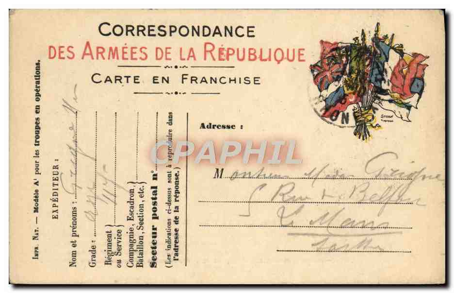 Carte Franchise Militaire Grigue le Mans 