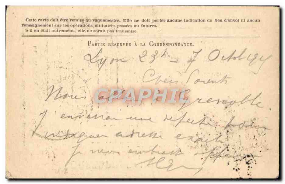 Carte Franchise Militaire Grigue le Mans  — Rückseite