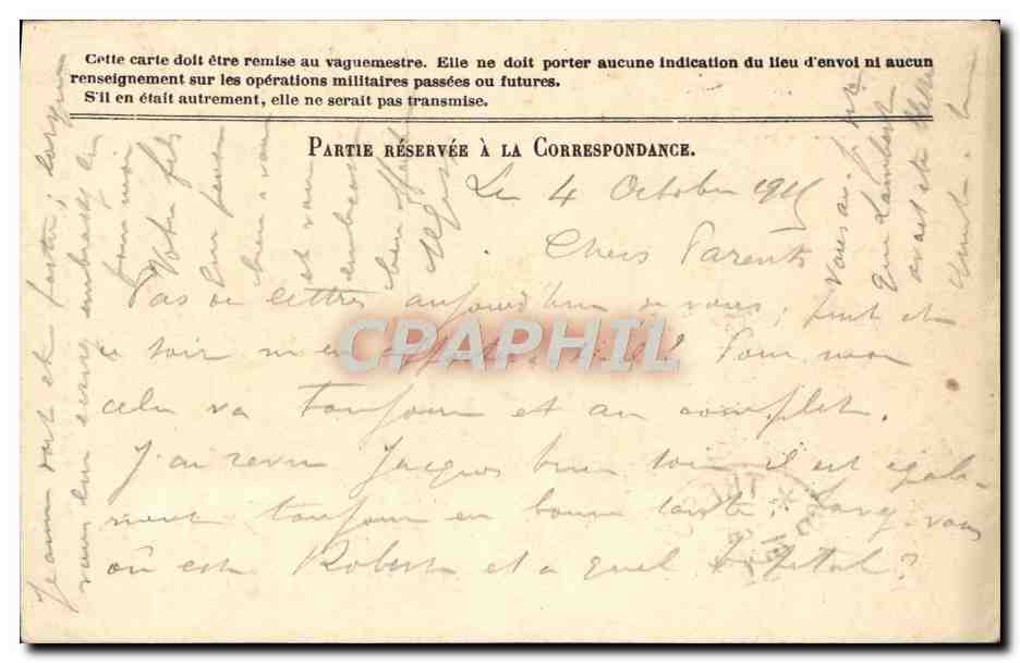 Carte Franchise Militaire Grigne Le Mans  — Rückseite