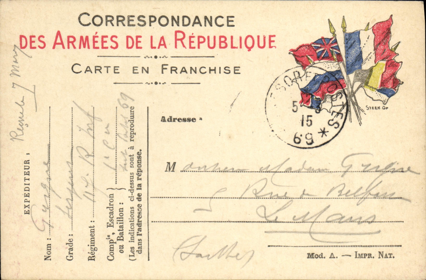 Carte Franchise Militaire Grigne le mans 