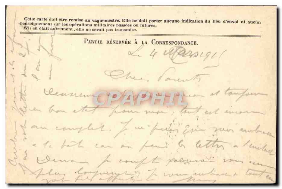 Carte Franchise Militaire Grigne le mans  — Rückseite