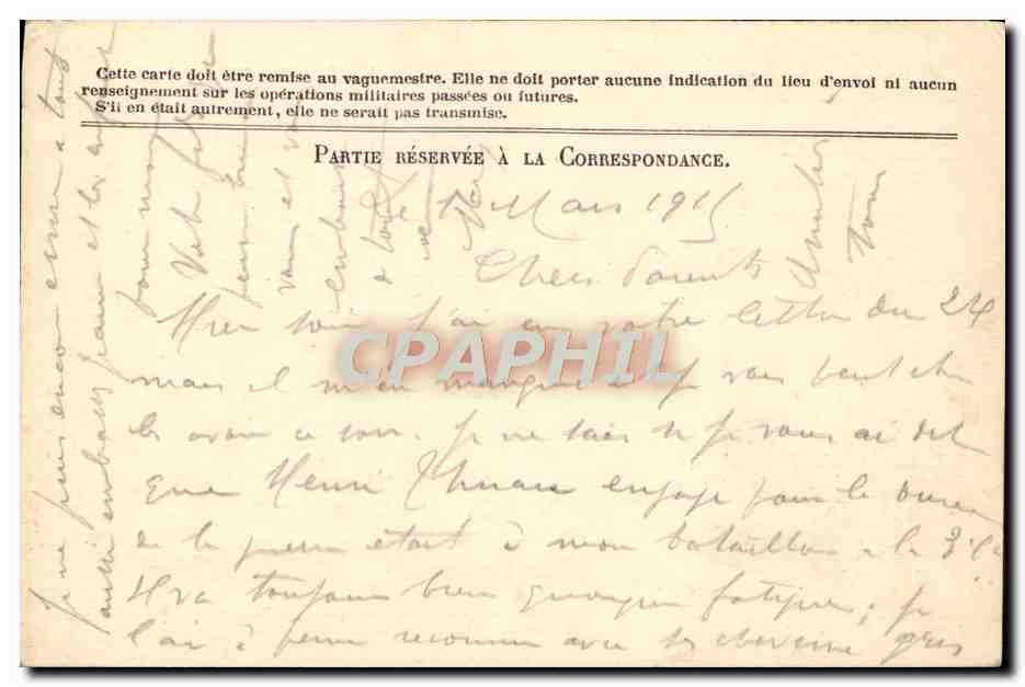 Carte Franchise Militaire Grigne Le Mans  — Rückseite