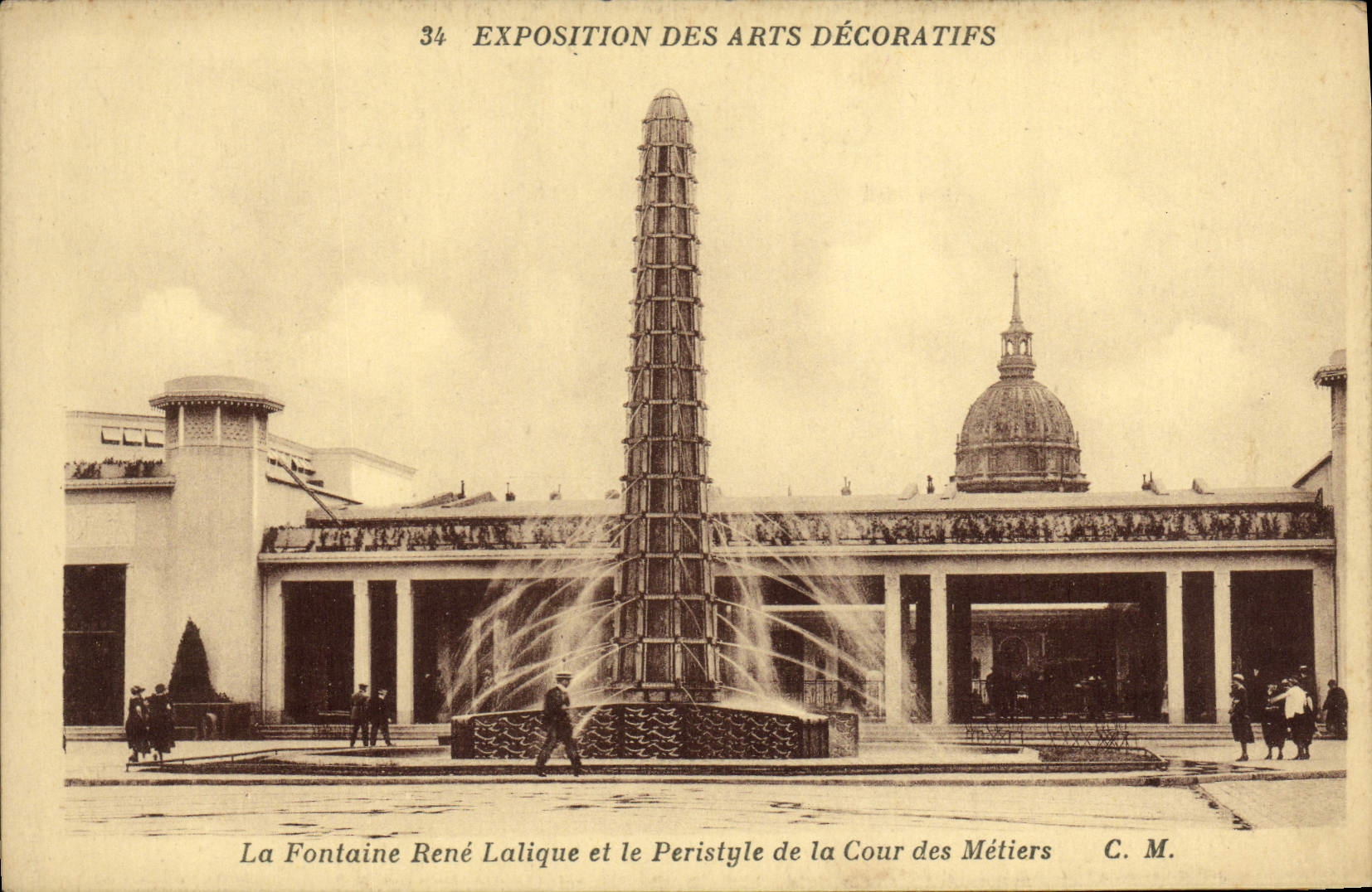 La Fontaine René Lalique et le Peristyle de la Cour des Métiers — Exposition des Arts Décoratifs 1925 — C. M.