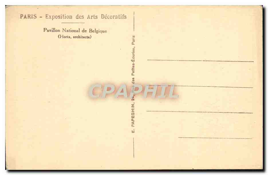 Nationalpavillon Belgiens — Ausstellung für Dekorative Künste 1925 — E. PAREGHIN, Paris — Rückseite